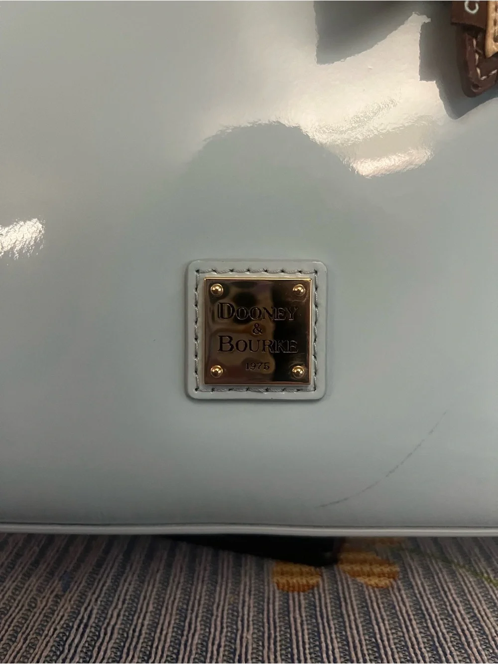 Dooney & Bourke Beacon Patent Leather Tote Light Blue